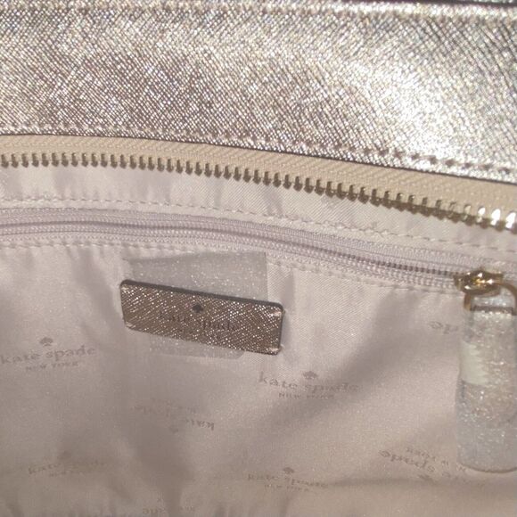 Kate Spade Glimmer Gold Glitter Fabric Satchel Crossbody Purse NWT $329 original - Picture 6 of 8